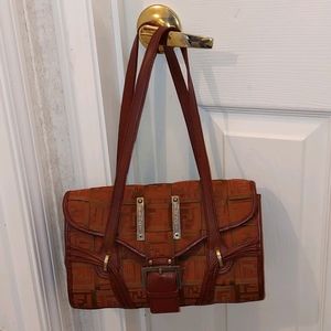 Fendi Braided Copper/Brown Leather Shoulder/Tote Bag.